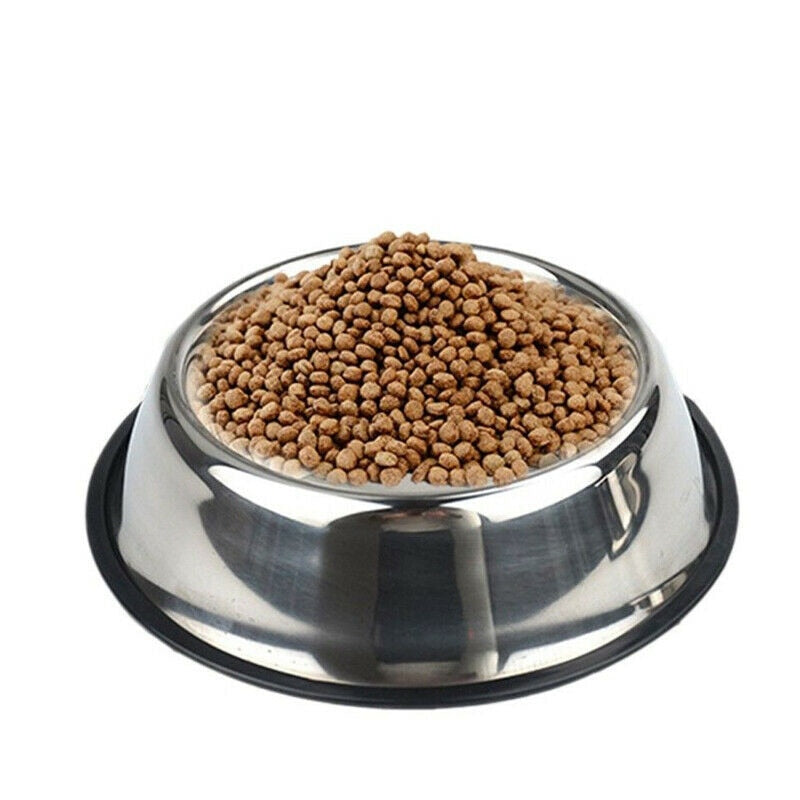 Pet Dog Bowls Stainless Steel Feeding Feeder Water Bowl For Pet Dog or Puppy Outdoor Food Dish S/M/L/XL
