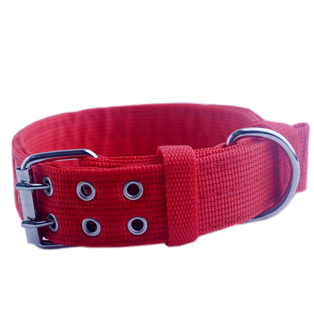 Durable Canvas Dog Collar Double Row Buckle Strong Adjustable Pet Collar for Medium Large Dogs