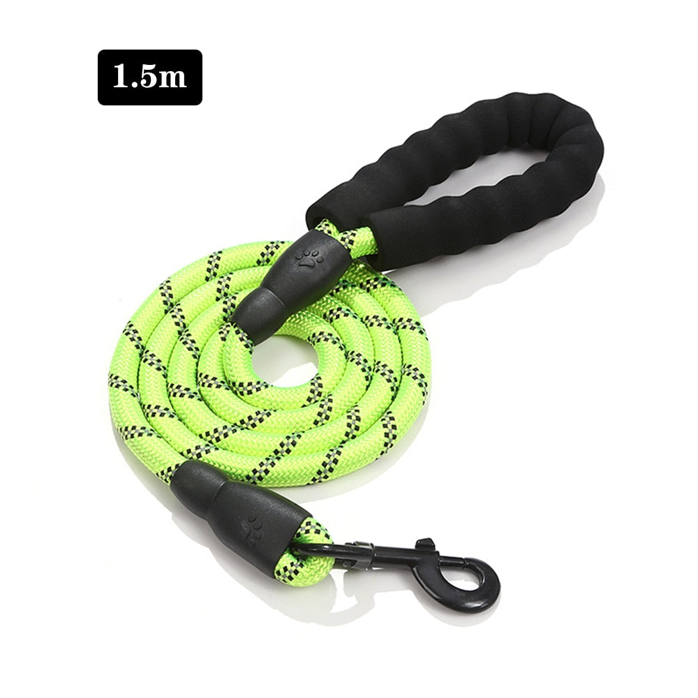 Rope Dog Leash 1.5M with Comfortable Padded Handle Reflective Threads Strong Dog Leash for Puppies Small Medium and Large Dogs