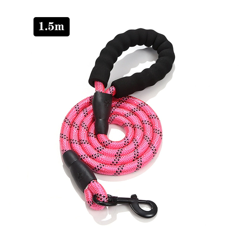 Rope Dog Leash 1.5M with Comfortable Padded Handle Reflective Threads Strong Dog Leash for Puppies Small Medium and Large Dogs