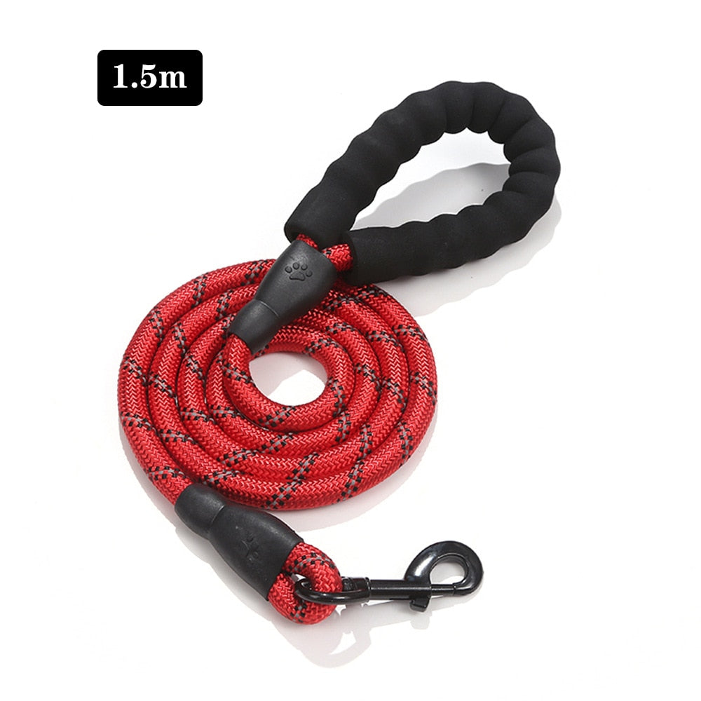 Rope Dog Leash 1.5M with Comfortable Padded Handle Reflective Threads Strong Dog Leash for Puppies Small Medium and Large Dogs