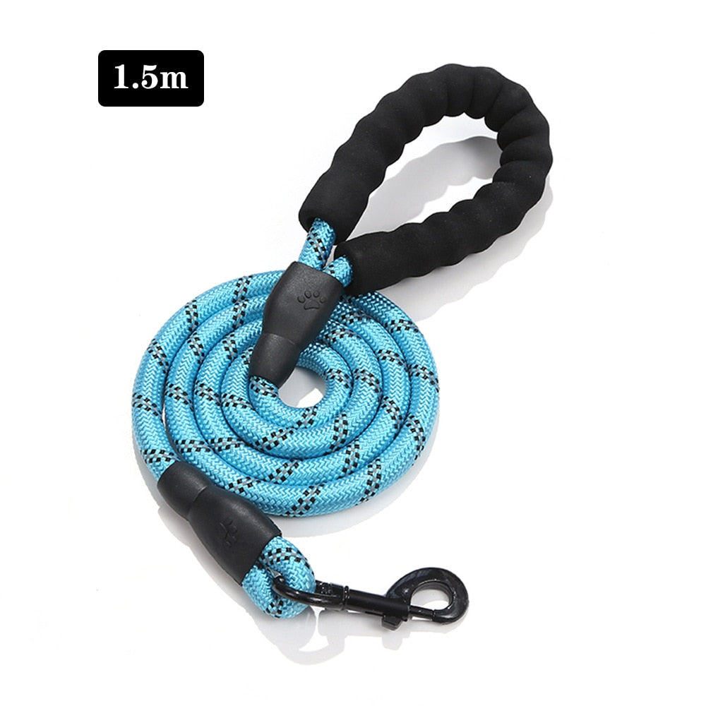 Rope Dog Leash 1.5M with Comfortable Padded Handle Reflective Threads Strong Dog Leash for Puppies Small Medium and Large Dogs