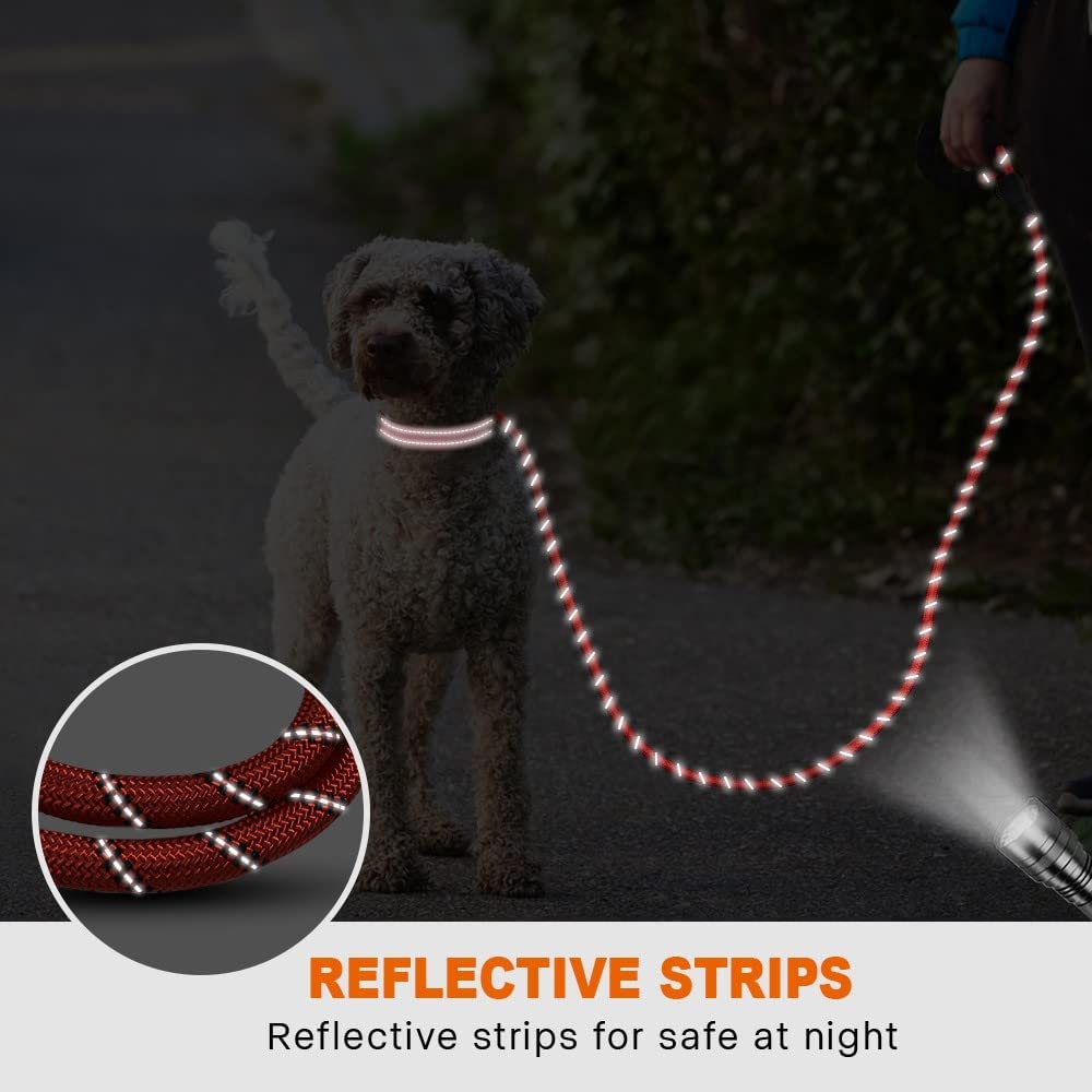 Rope Dog Leash 1.5M with Comfortable Padded Handle Reflective Threads Strong Dog Leash for Puppies Small Medium and Large Dogs
